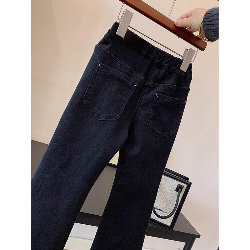 Dječje slim džinsice za djevojčice, podstavljene flisom, denim, 70-80% pamuk, srednji porast, elastična struka, boot-cut stil