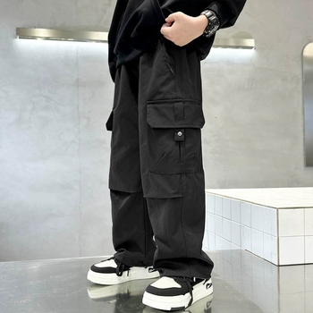 Dječje cargo hlače, duge, za proljeće i jesen, ravni kroj, široke nogavice, streetwear