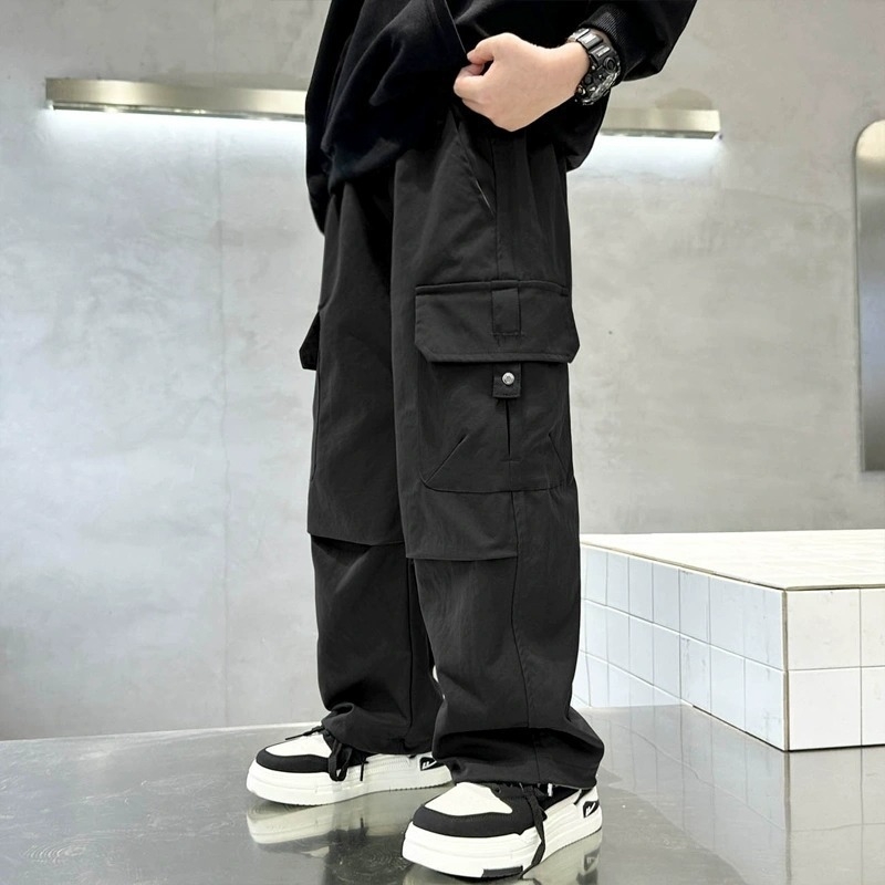 Dječje cargo hlače, duge, za proljeće i jesen, ravni kroj, široke nogavice, streetwear