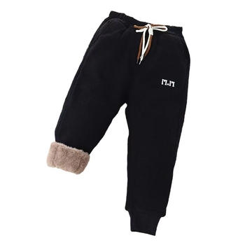 Pantaloni pentru copii cu blană de iepure artificială — stil coreean, calzi și groși pentru iarnă, poliester 95%, amestec din fibre chimice, talie înaltă, bandă elastică