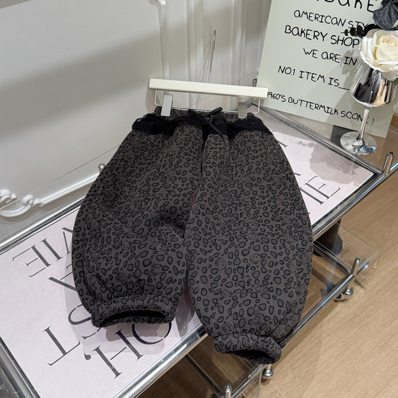 Dječje hlače s leopard printom, sa srednjim pojasom, pamuk 50%, za djecu 3–8 godina