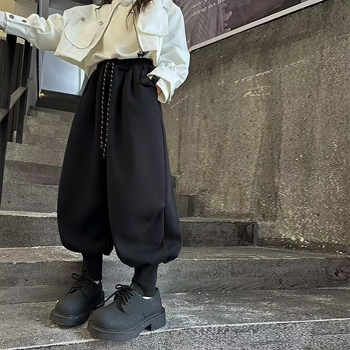 Lantern pants za djevojčice s flecom podstavom – pamuk, udoban široki kroj jogger hlača za djecu 8+ godina (zima/jesen)