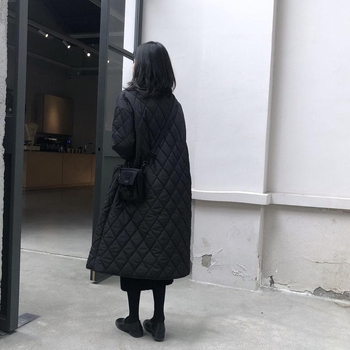 Ženska jakna s poliesterskim punjenjem, srednja duljina, korejski stil, ležerna silueta, rombo prešivanje, za jesen i zimu