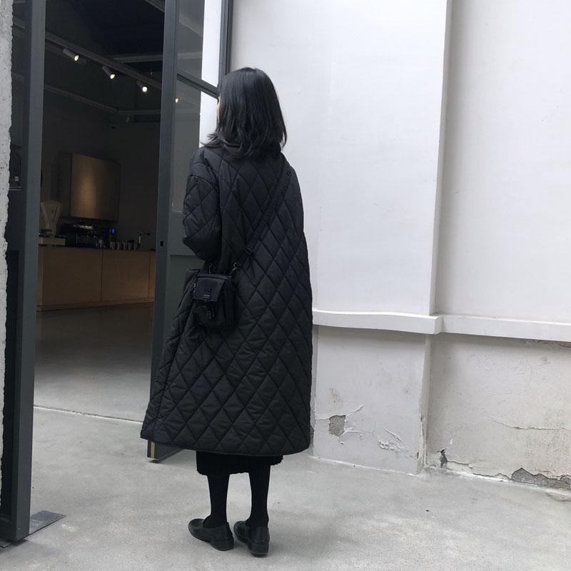 Ženska jakna s poliesterskim punjenjem, srednja duljina, korejski stil, ležerna silueta, rombo prešivanje, za jesen i zimu