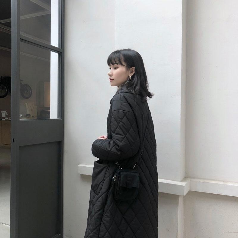 Ženska jakna s poliesterskim punjenjem, srednja duljina, korejski stil, ležerna silueta, rombo prešivanje, za jesen i zimu