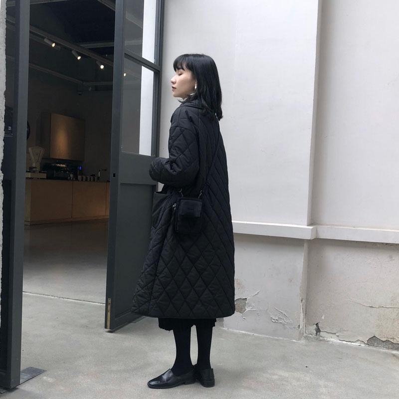 Ženska jakna s poliesterskim punjenjem, srednja duljina, korejski stil, ležerna silueta, rombo prešivanje, za jesen i zimu