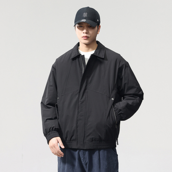 Ανδρικό μπουφάν από βαμβάκι με γιακά-πέτο, φερμουάρ μπροστά, παχύ γέμισμα πολυεστέρα, πλαϊνές τσέπες