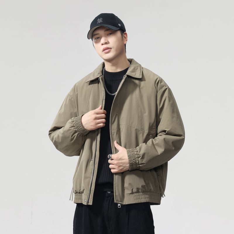 Ανδρικό μπουφάν από βαμβάκι με γιακά-πέτο, φερμουάρ μπροστά, παχύ γέμισμα πολυεστέρα, πλαϊνές τσέπες