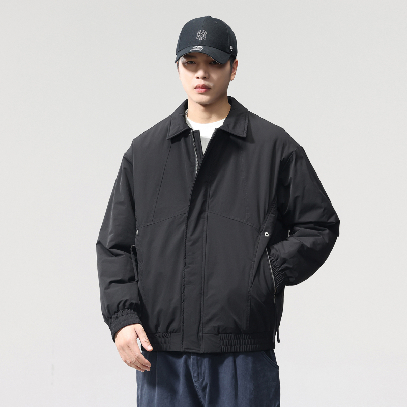 Ανδρικό μπουφάν από βαμβάκι με γιακά-πέτο, φερμουάρ μπροστά, παχύ γέμισμα πολυεστέρα, πλαϊνές τσέπες