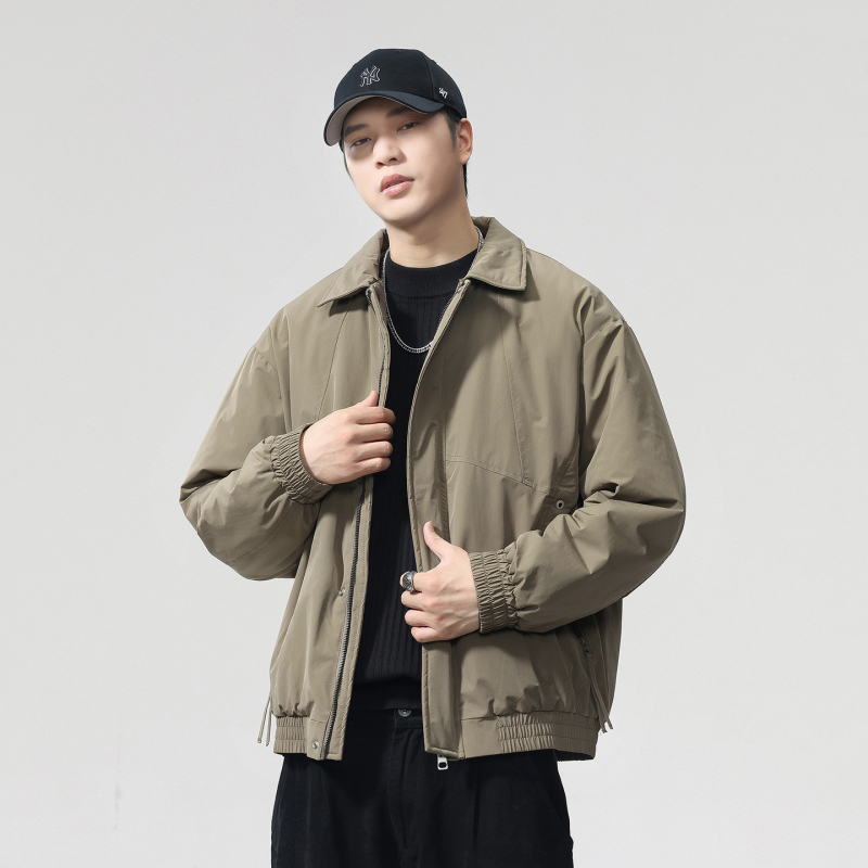 Ανδρικό μπουφάν από βαμβάκι με γιακά-πέτο, φερμουάρ μπροστά, παχύ γέμισμα πολυεστέρα, πλαϊνές τσέπες