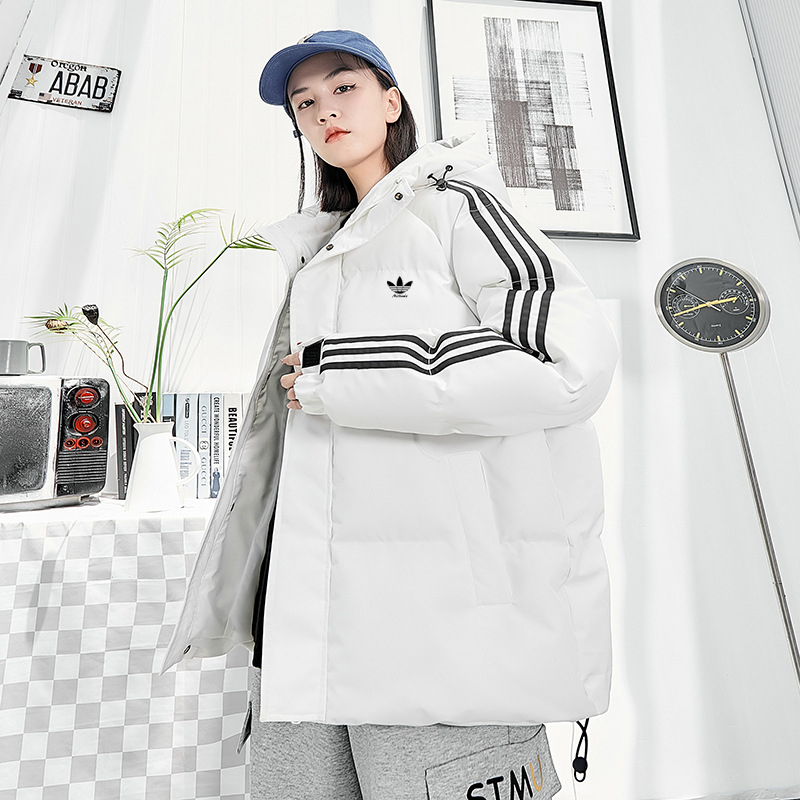 Ανδρικό παχύτερο βαμβακερό μπουφάν με κουκούλα, ριγέ σχέδιο, χαλαρή γραμμή, φερμουάρ