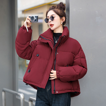 Jachetă damă cu umplutură Down-Cotton, material poliester, căptușeală groasă, guler înalt, fermoar, Iarnă 2025