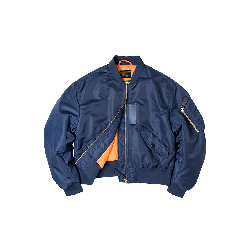 Jachetă damă MA-1 bomber din nylon: exterior nylon, umplutură 100% poliester, gros pentru iarnă, guler înalt cu fermoar, model uni