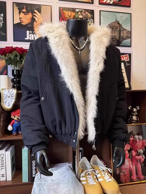 Muška zimska jakna s poliesterom ispunom, sportski stil, labavi kroj, zatvarač sprijeda, bez kapuljače