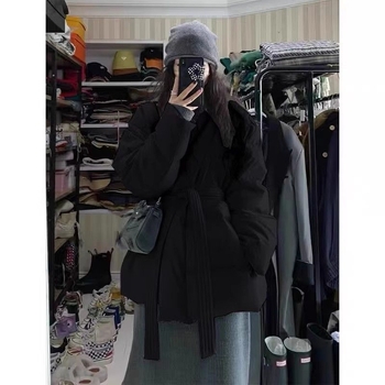 Palton damă de iarnă din bumbac, croială lejeră, guler în V, model 3D, umplutură poliester-bumbac