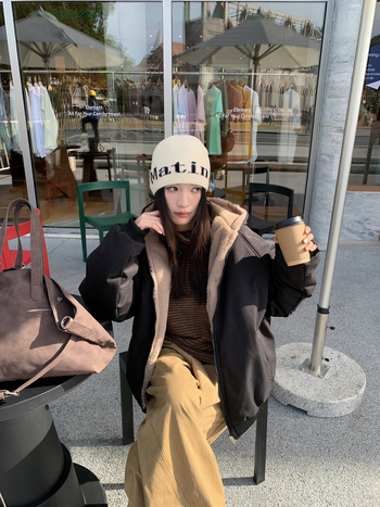 Jachetă de lucru reversibilă de iarnă pentru femei, căptușeală din fleece, guler cu blană artificială de iepure, glugă, închidere cu fermoar, model M3852