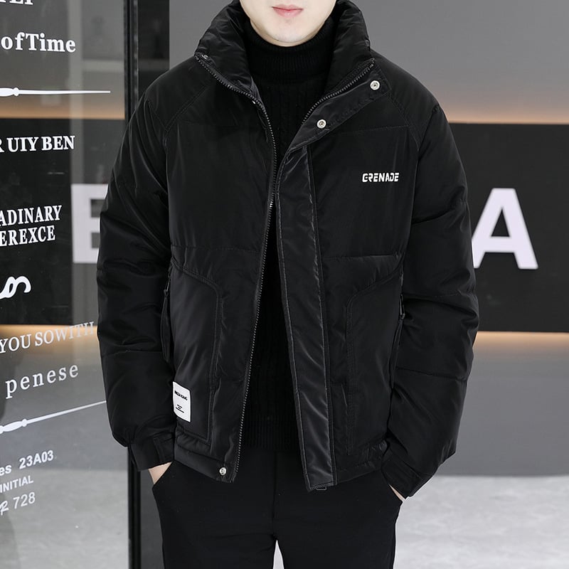 Ανδρικό παλτό από βαμβάκι με επένδυση φλίς, κουκούλα, φερμουάρ μπροστά, σταθερός γιακά, γέμισμα από συμπιεσμένο βαμβάκι