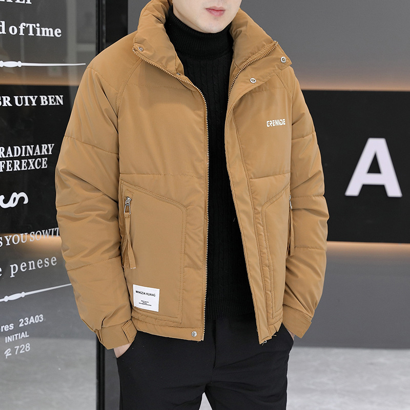 Ανδρικό παλτό από βαμβάκι με επένδυση φλίς, κουκούλα, φερμουάρ μπροστά, σταθερός γιακά, γέμισμα από συμπιεσμένο βαμβάκι