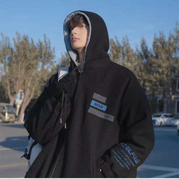 Muški pamučni kaput s kapuljom, debelo punjenje, ziper, flis podstava, vanjska tkanina 90% pamuk
