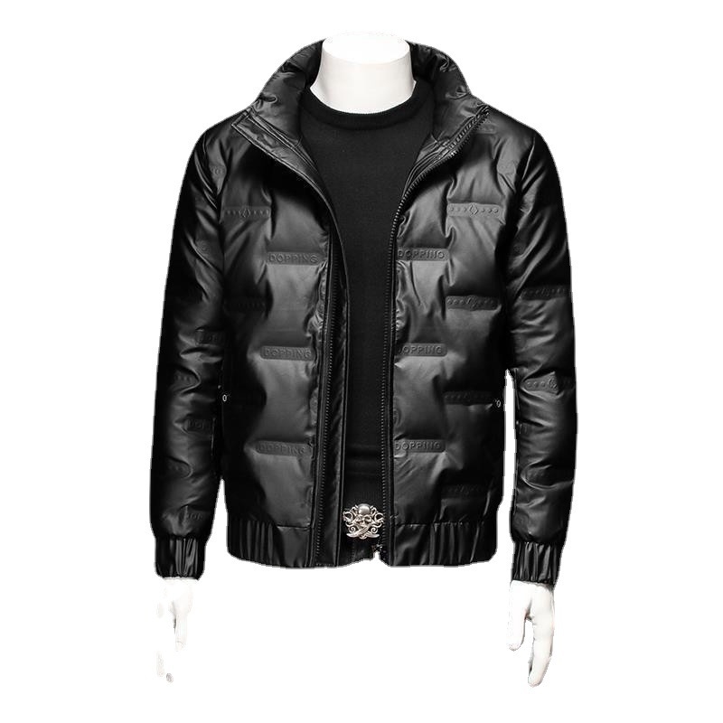 Ανδρικό μπουφάν από βαμβάκι με επένδυση φλίς, κουκούλα, φερμουάρ, μακρύ μήκος