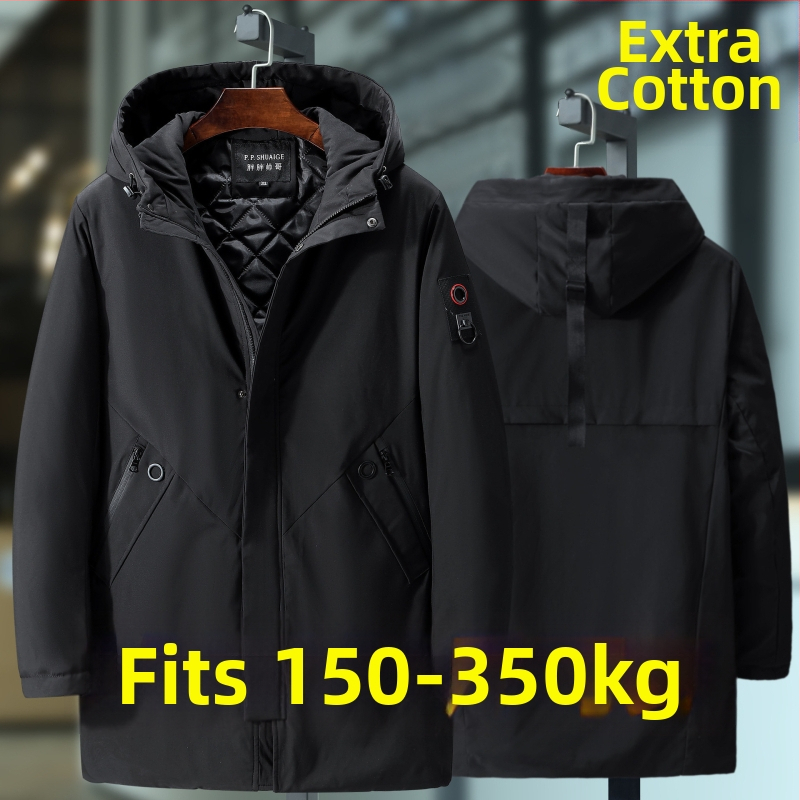 Palton bărbătesc cu glugă pentru iarnă, croială lejeră, fermoar frontal, umplutură din poliester, buzunare multiple