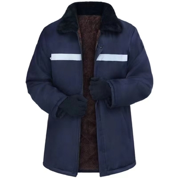 Ανδρικό χειμερινό μπουφάν με βαμβακερό γέμισμα, επένδυση φλίς, ανακλαστικές λωρίδες, φερμουάρ μπροστά, χαλαρή γραμμή, corduroy ύφασμα