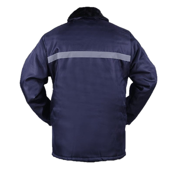 Ανδρικό χειμερινό μπουφάν με βαμβακερό γέμισμα, επένδυση φλίς, ανακλαστικές λωρίδες, φερμουάρ μπροστά, χαλαρή γραμμή, corduroy ύφασμα