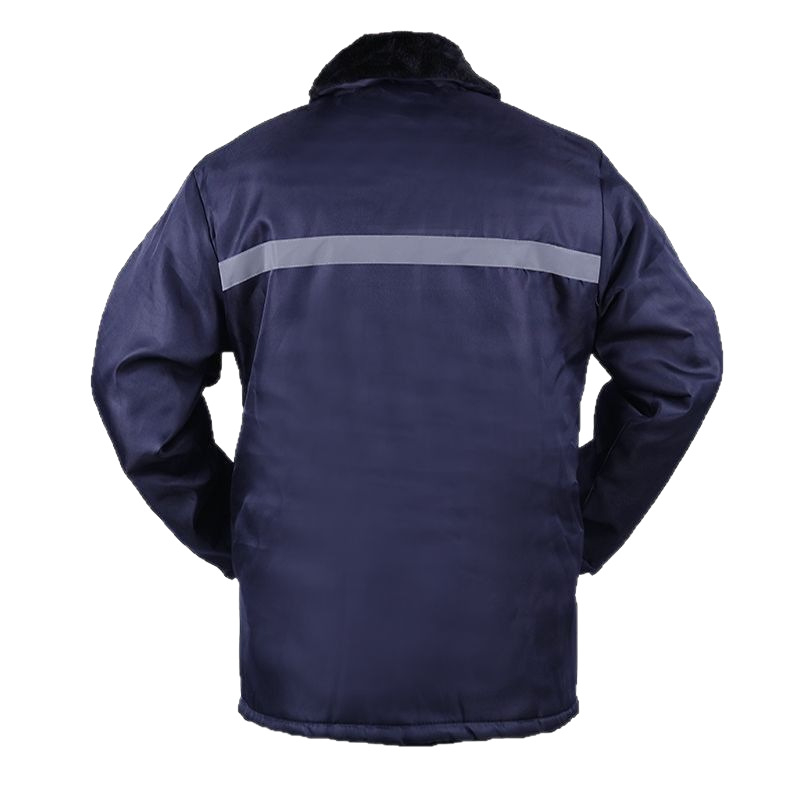 Ανδρικό χειμερινό μπουφάν με βαμβακερό γέμισμα, επένδυση φλίς, ανακλαστικές λωρίδες, φερμουάρ μπροστά, χαλαρή γραμμή, corduroy ύφασμα