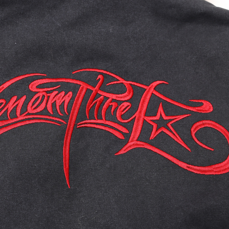 Μπουφάν bomber από βαμβάκι με κεντημένο γράμμα, κουκούλα, αποσπώμενος γούνινος γιακάς, φερμουάρ μπροστά, χειμερινό μήκος μεσαίου