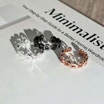 Inel din cupru cu design geometric și zirconiu, deschis, pentru femei, stil stacking