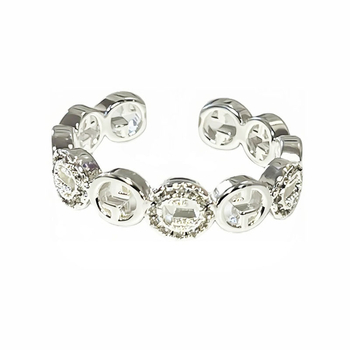 Inel din cupru cu design geometric și zirconiu, deschis, pentru femei, stil stacking