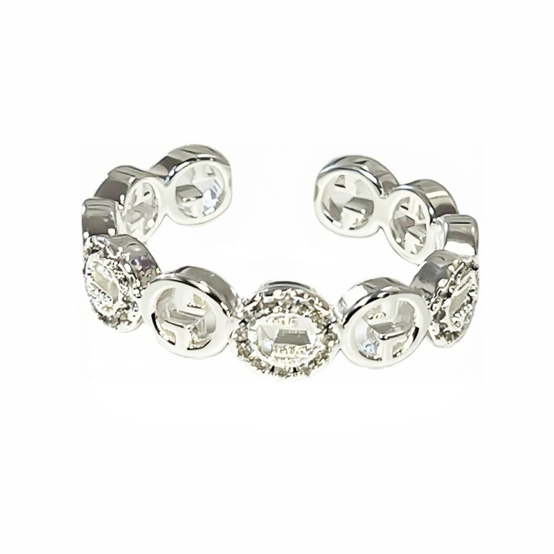Inel din cupru cu design geometric și zirconiu, deschis, pentru femei, stil stacking