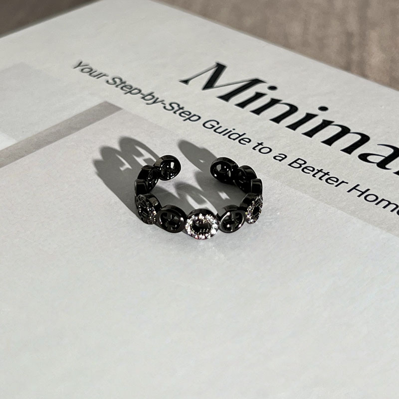 Inel din cupru cu design geometric și zirconiu, deschis, pentru femei, stil stacking