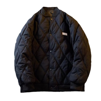 Palton bărbătesc din bumbac, umplut, cu model diamant în carouri, căptușit cu fleece, închidere cu nasturi pe un rând, țesătură vinilon