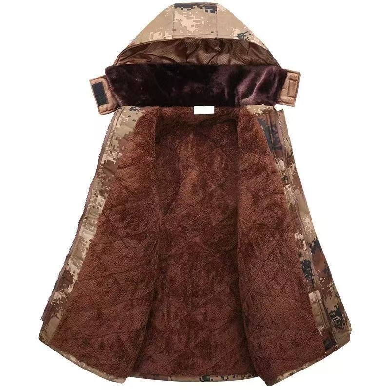 Palton camuflat cu umplutură poliesterică, glugă, fermoar, izolație groasă