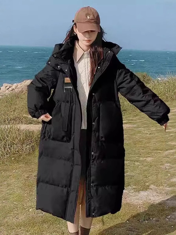 Ženski zimski kaput s pamučnim punjenjem, srednja duljina do koljena, korejski stil