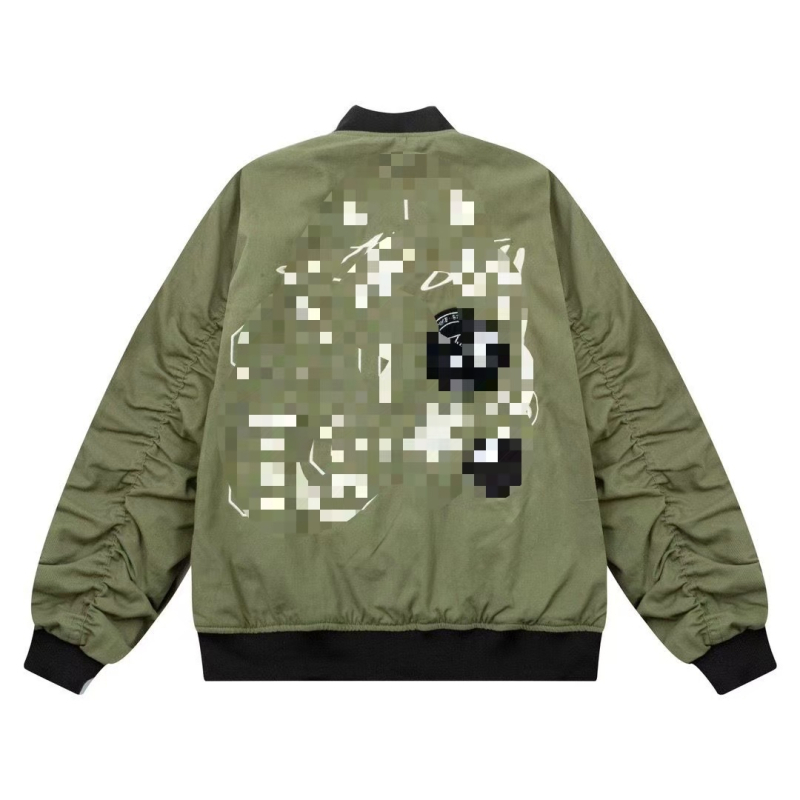 Αναστρέψιμο μπουφάν μπεϊζμπολ με κέντημα, αμερικανικού στυλ, πολυεστερικό γέμισμα, ψηλός γιακάς, μονόμπρατ κουμπώματος, μεσαίου μήκους, πλευρικές τσέπες