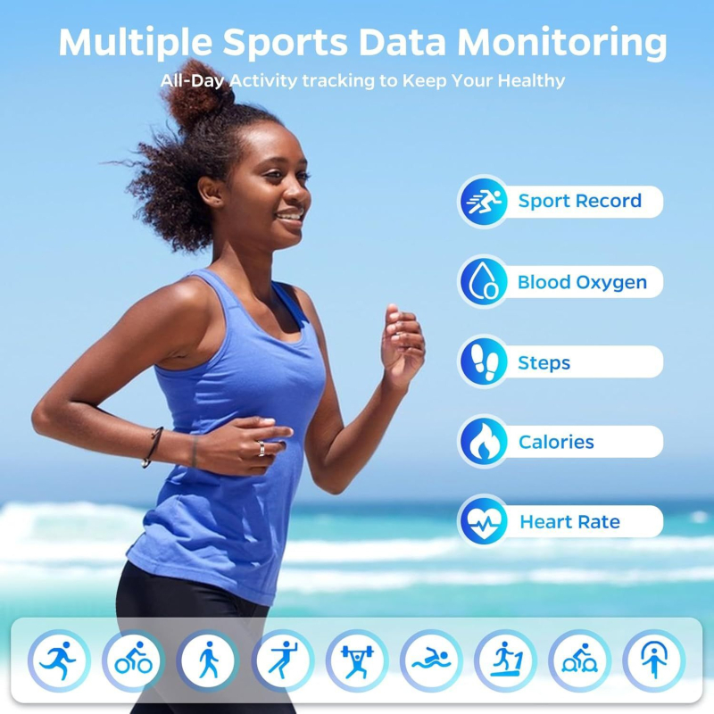 Έξυπνο δαχτυλίδι υγείας με οξυγόνο αίματος, ρυθμό καρδιακών παλμών, αρτηριακή πίεση, παρακολούθηση ύπνου και μετρητή βημάτων