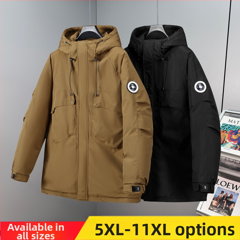 Geacă masculină de iarnă cu umplutură de bumbac, glugă, fermoar, izolație groasă, buzunare cu fermoar