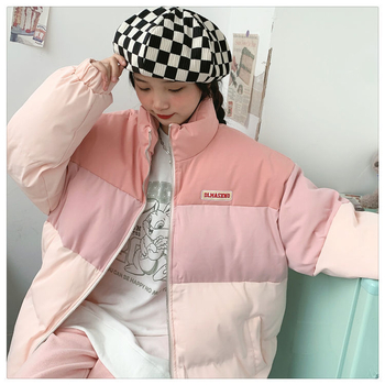 Jachetă damă din bumbac cu umplutură – stil coreean, lungime ultra scurtă, maneci lungi, guler polo, țesătură Chenille groasă și caldă