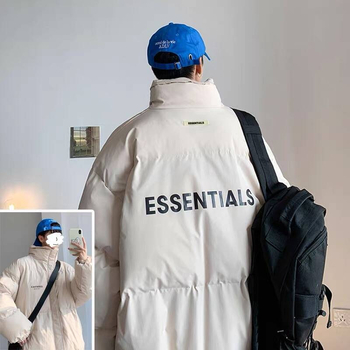 Ανδρικό cardigan με φερμουάρ, ψηλό γιακά, χαλαρή γραμμή, πολυεστερική επένδυση και πολυεστερική βασική ύφανση για τον χειμώνα