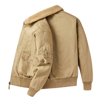 Palton bărbătesc din bumbac cu căptușeală, croială lejeră, închidere cu fermoar, umplutură din bumbac, culoare solidă, țesătură din bumbac, căptușeală poliester