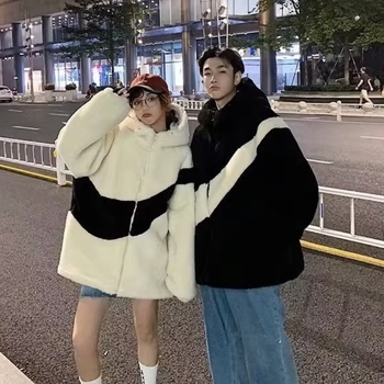 Palton cu căptușeală din bumbac, stil coreean, cu glugă, fermoar, pentru iarnă