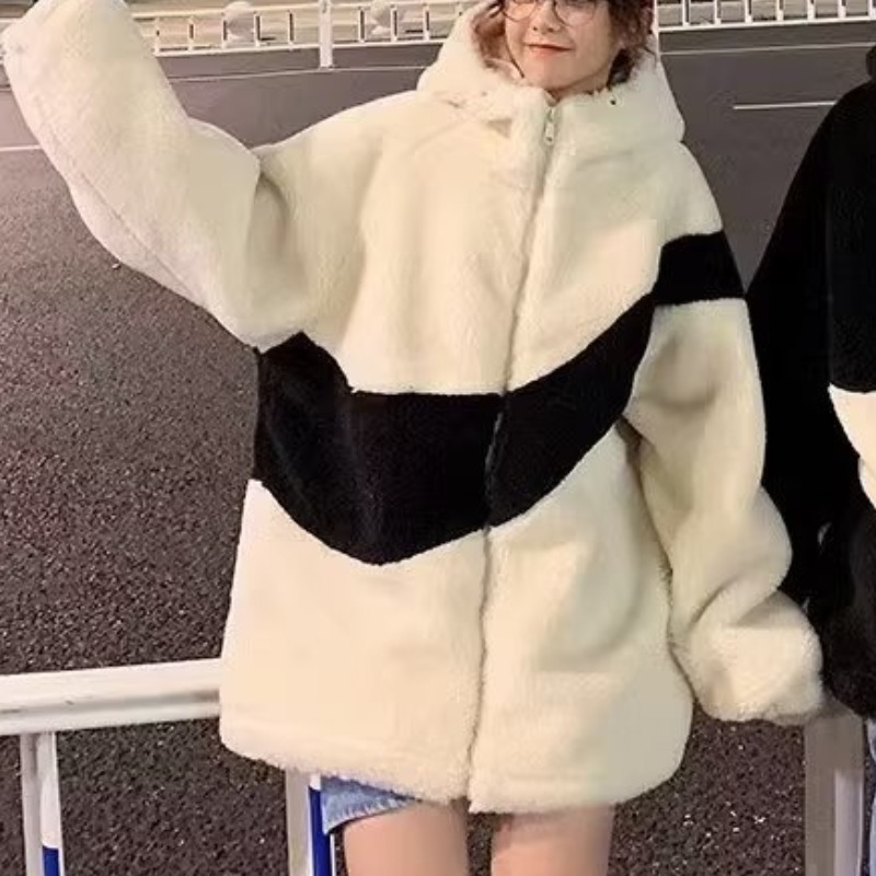 Palton cu căptușeală din bumbac, stil coreean, cu glugă, fermoar, pentru iarnă