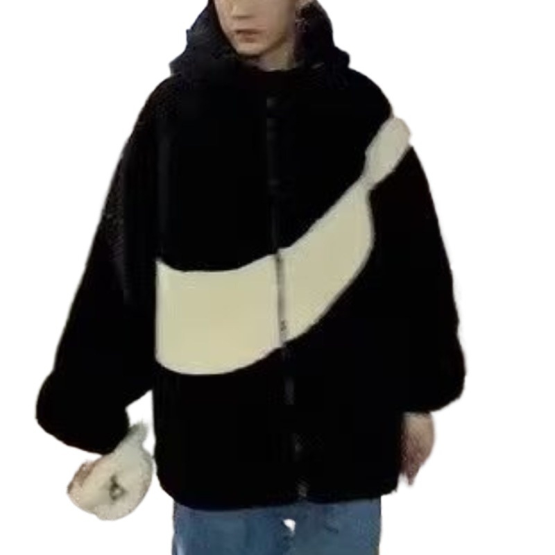 Palton cu căptușeală din bumbac, stil coreean, cu glugă, fermoar, pentru iarnă