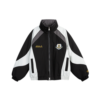 Jachetă căptușită cu poliester, stil japonez retro cardigan, croială lejeră, fermoar, iarnă 2025, guler înalt