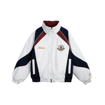 Jachetă căptușită cu poliester, stil japonez retro cardigan, croială lejeră, fermoar, iarnă 2025, guler înalt