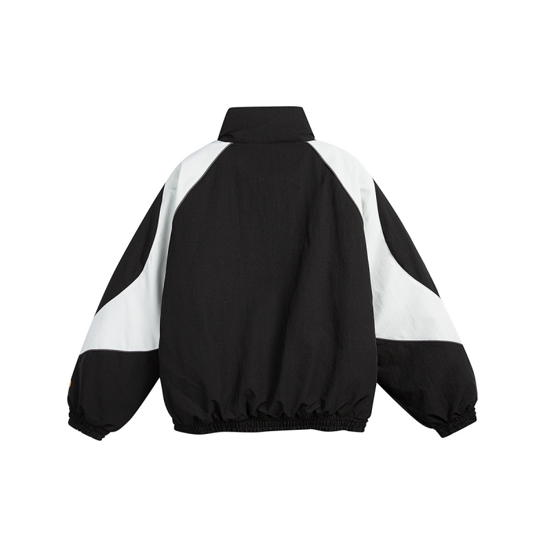 Jachetă căptușită cu poliester, stil japonez retro cardigan, croială lejeră, fermoar, iarnă 2025, guler înalt