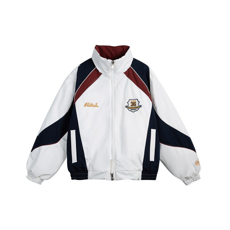 Jachetă căptușită cu poliester, stil japonez retro cardigan, croială lejeră, fermoar, iarnă 2025, guler înalt
