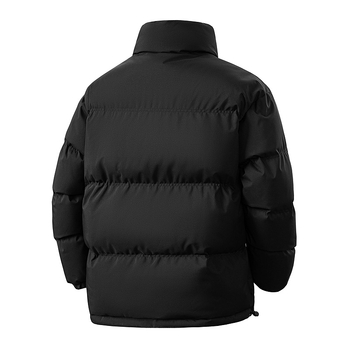 Geacă din bumbac pentru bărbați, cu guler înalt și glugă, croială lejeră, umplutură groasă din bumbac imitatie mătase, țesătură Chenille.